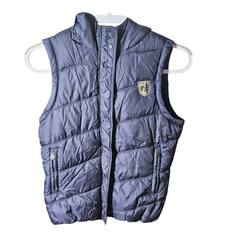 American Eagle Outfitters Mens Puffer Vest Navy Blue S/P Quilted Sleeveless Jack